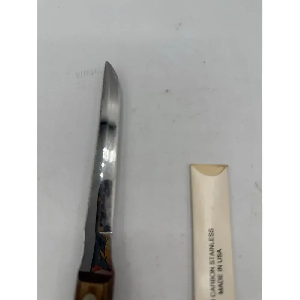 Vintage High Carbon Stainless Paring Knife w/ Wooden Handle USA Made Rada Sleeve